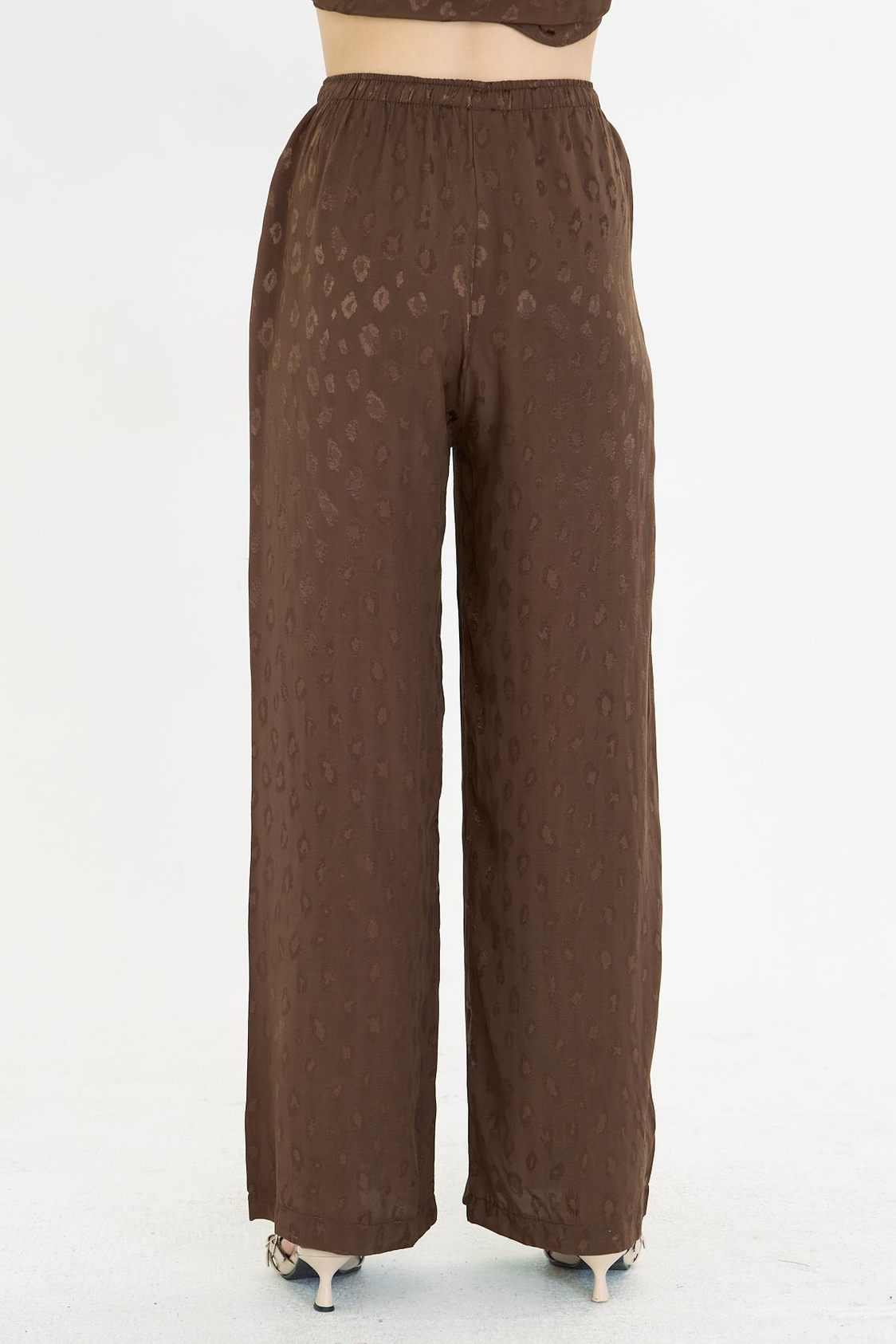 Leopar Desen Saten Pantolon