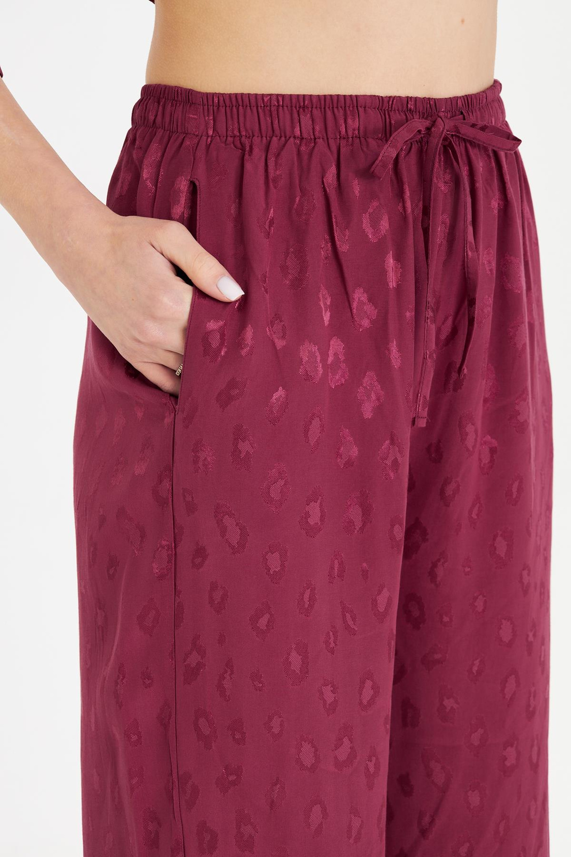 Leopar Desen Saten Pantolon