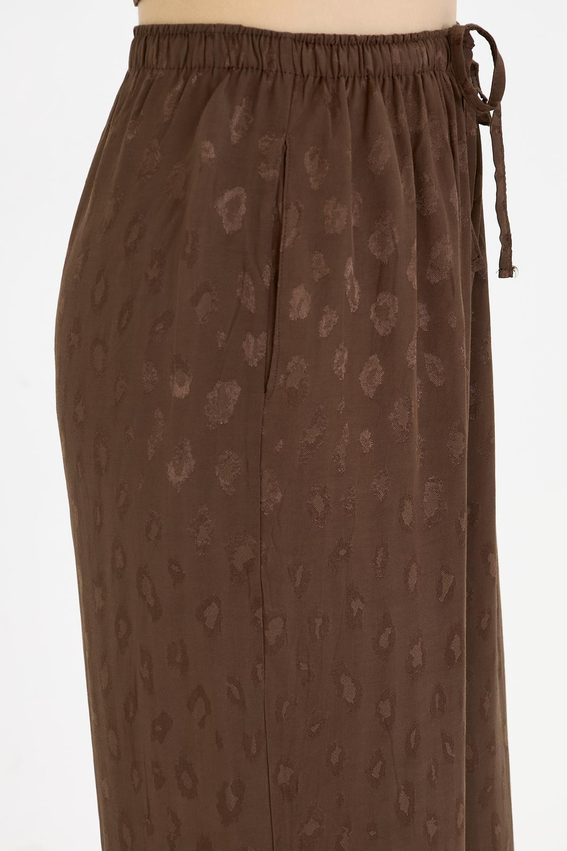 Leopar Desen Saten Pantolon