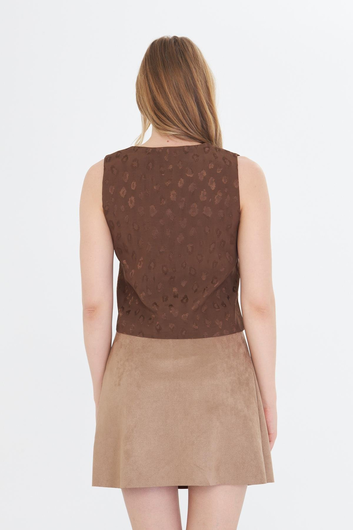 Leopar Desen Taşlı Yelek