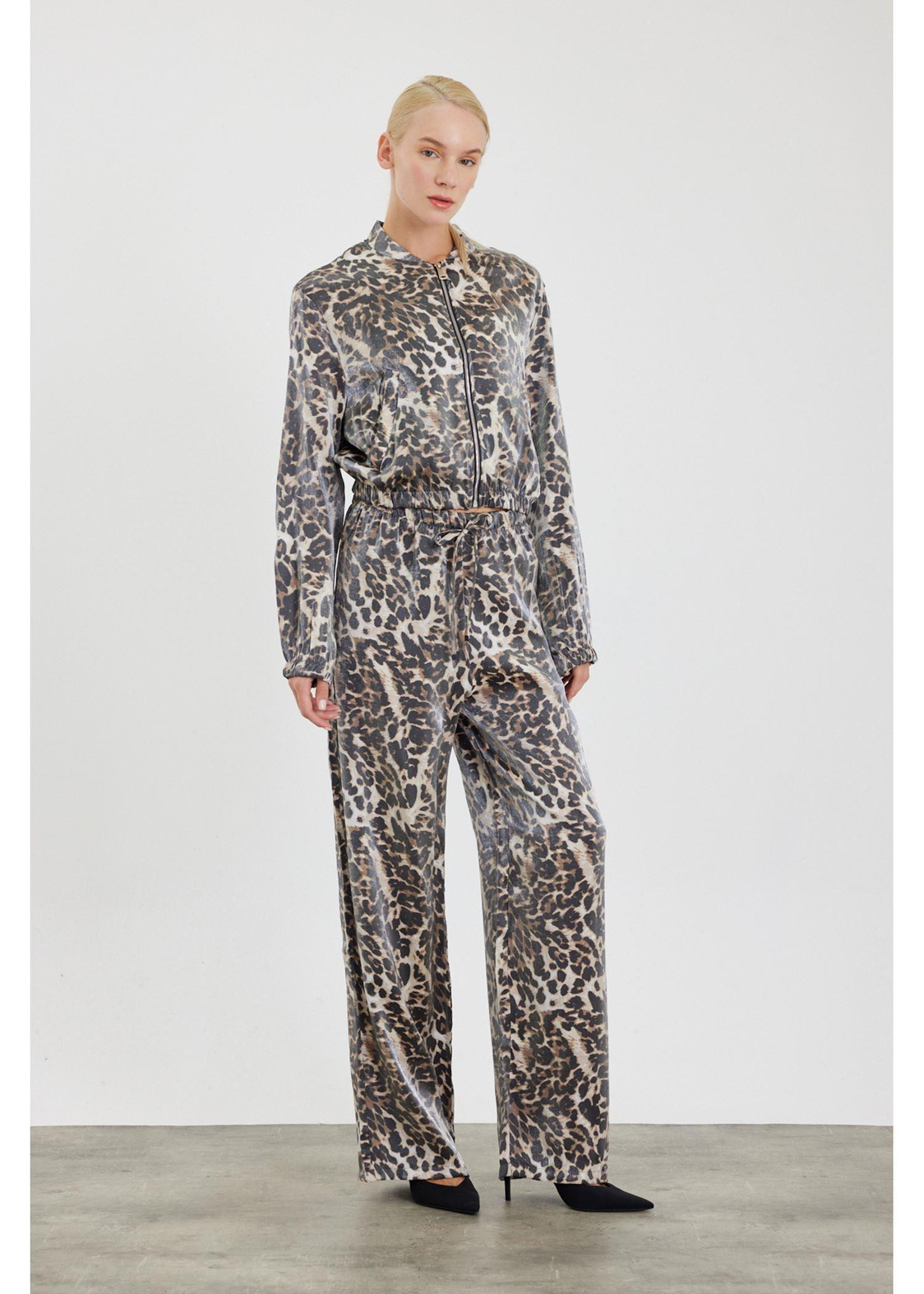 Leopar Desenli Ceket-Vizon