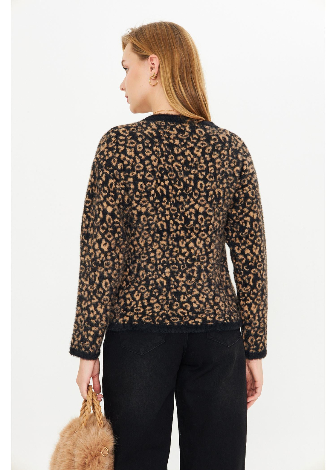 Leopar Desenli Triko Hırka