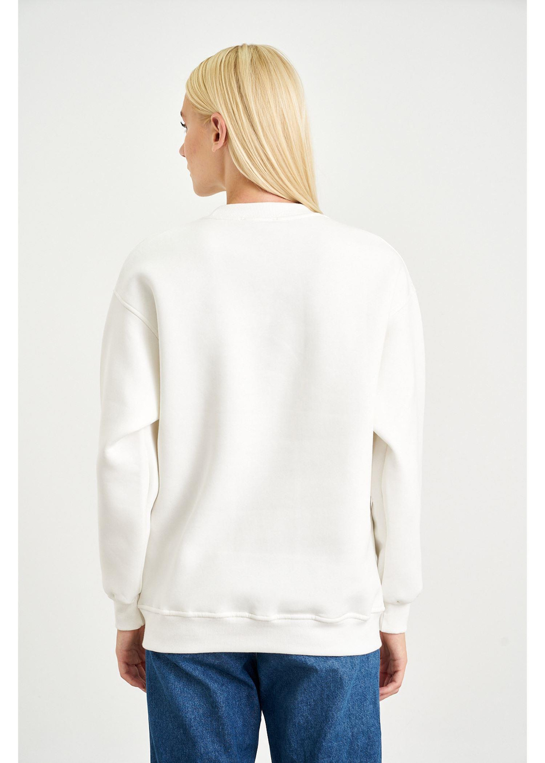 Love Baskılı Sweatshirt-Ekru