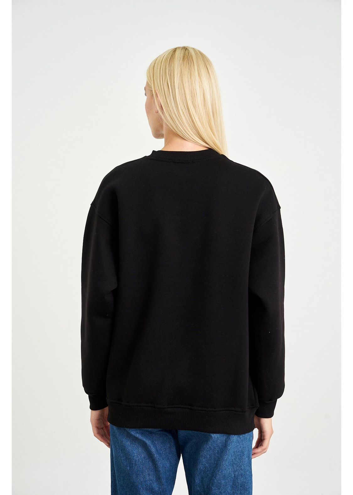 Love Baskılı Sweatshirt-Siyah