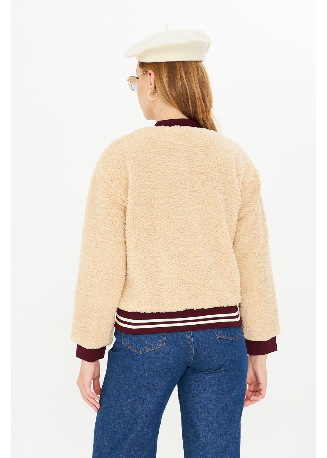 Nakışlı Bomber Peluş Mont