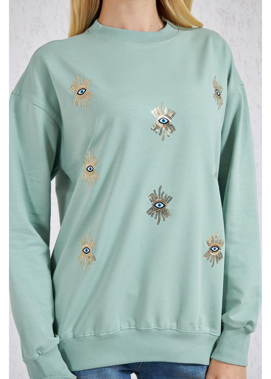 Nazar Boncuklu Sweat-Mint