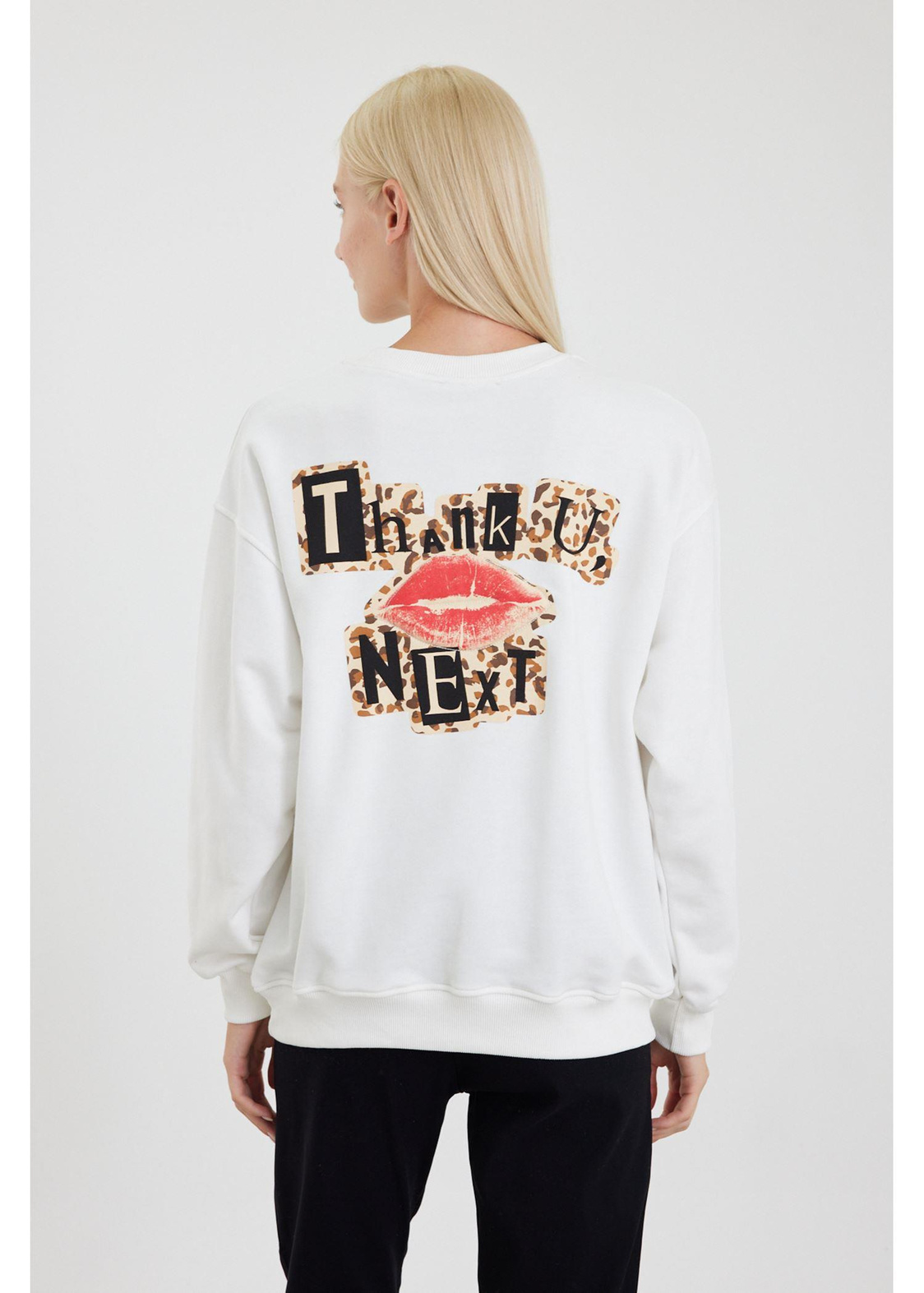 Next Baskılı Sweatshirt-Ekru