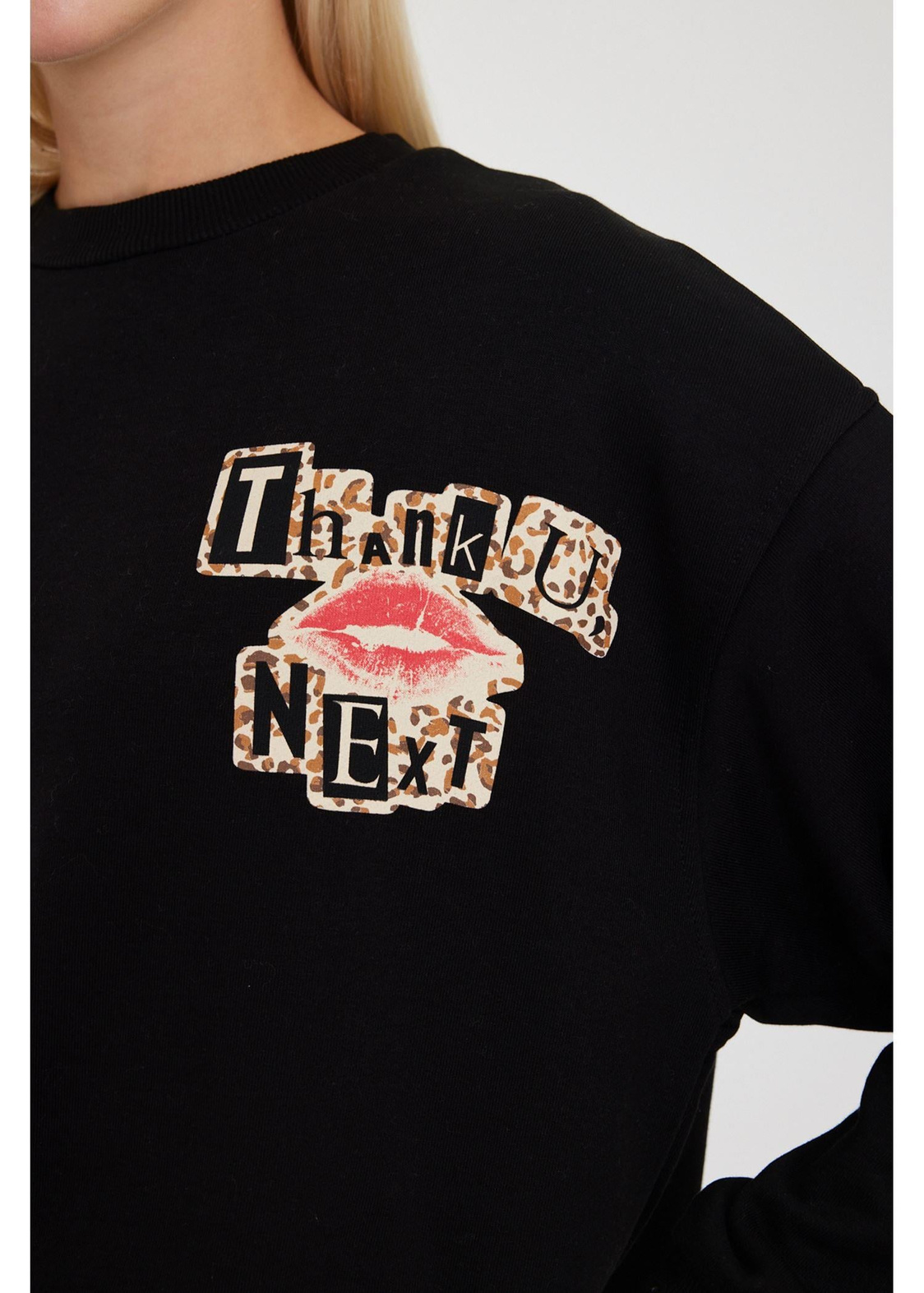 Next Baskılı Sweatshirt-Siyah