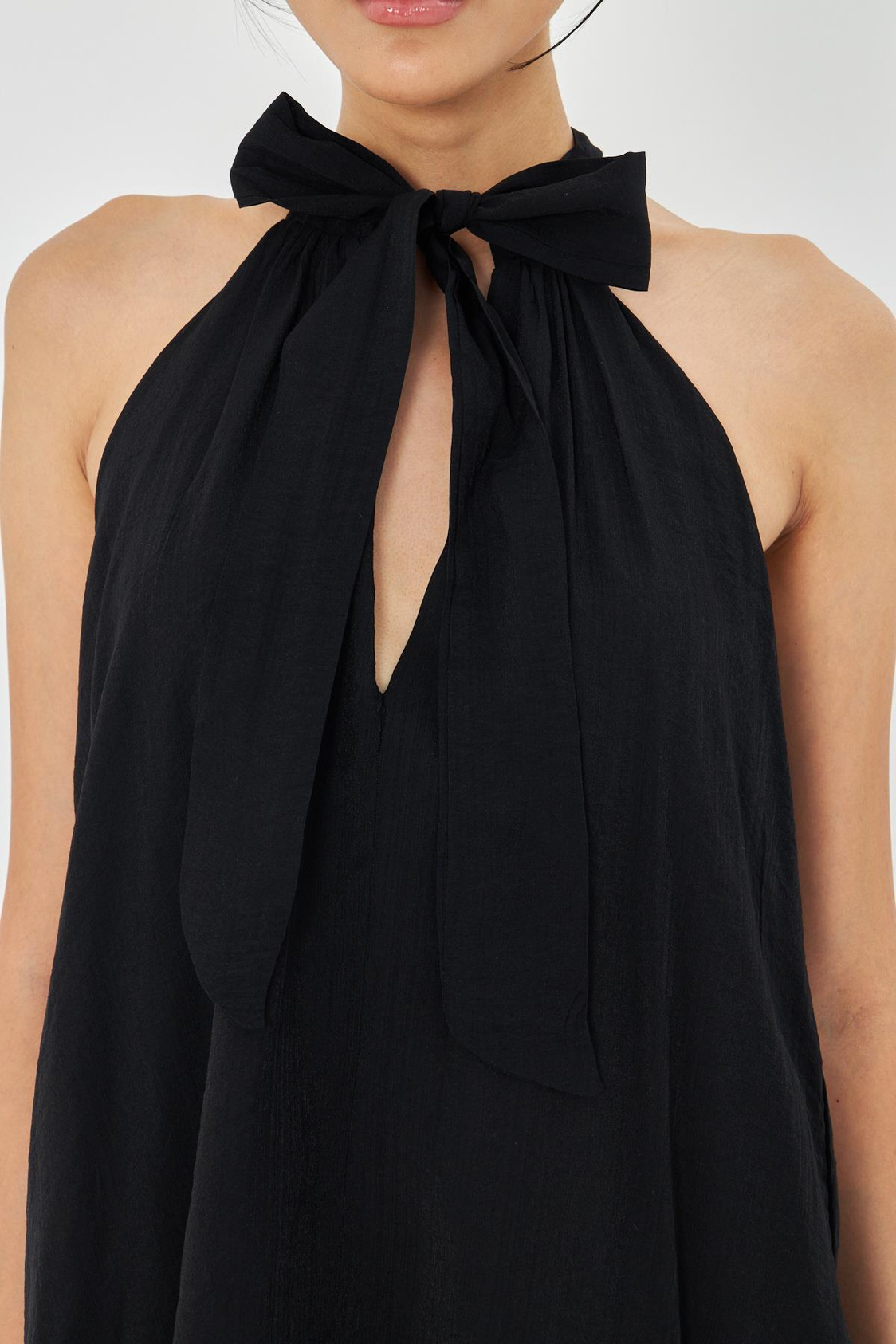 Önü Bağlamalı Sıfır Kol Elbise