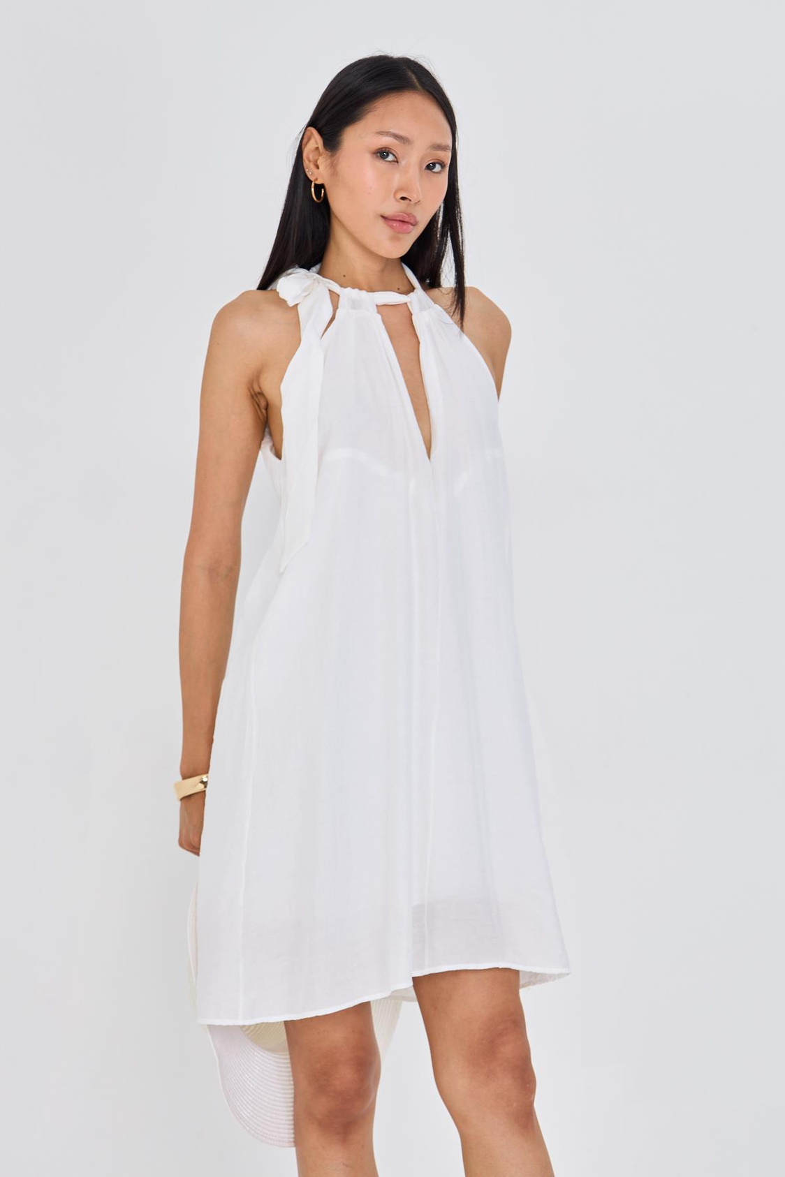 Önü Bağlamalı Sıfır Kol Elbise