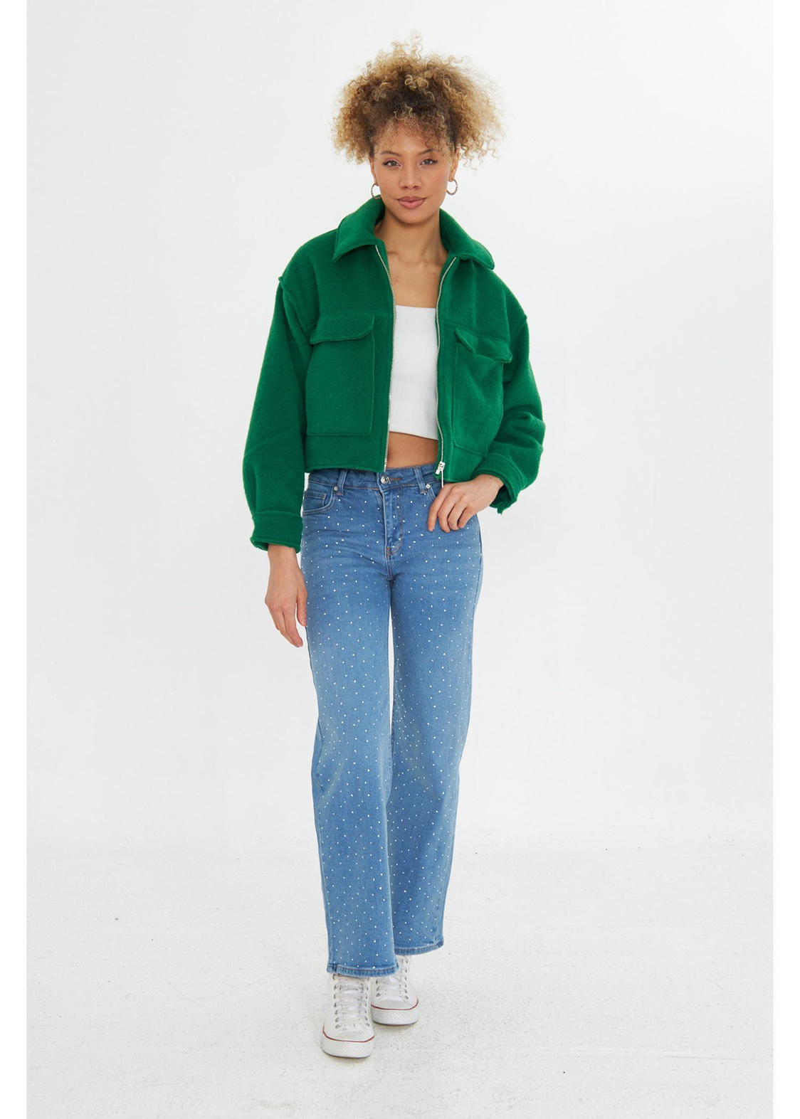 Önü Cepli Kısa Kaşe Ceket