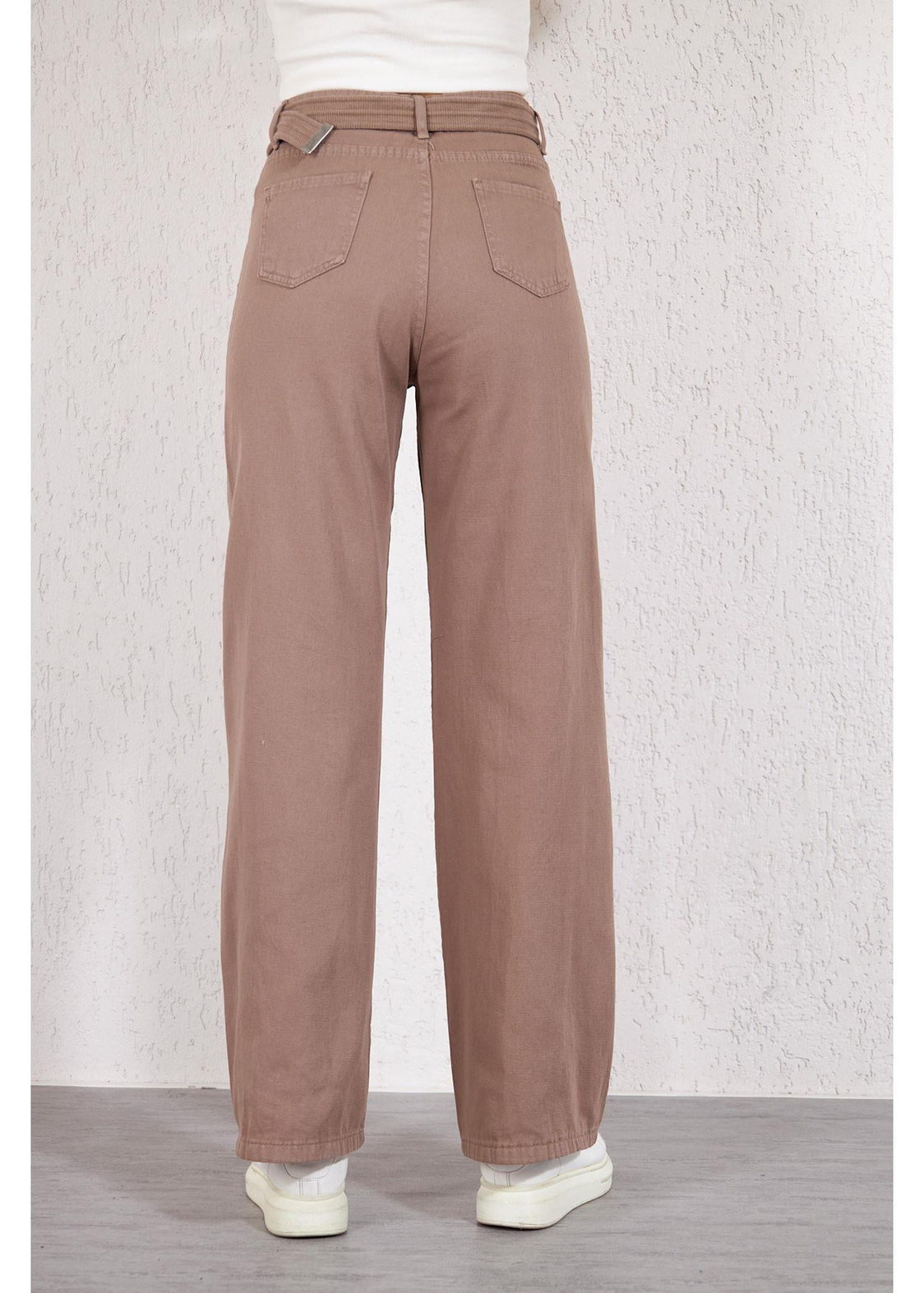 Palaska Kemerli Pantolon-Bej