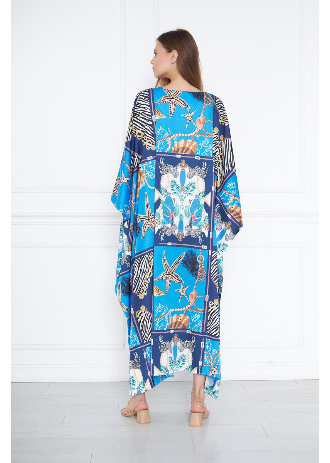Pano Desenli Kimono-Mavi