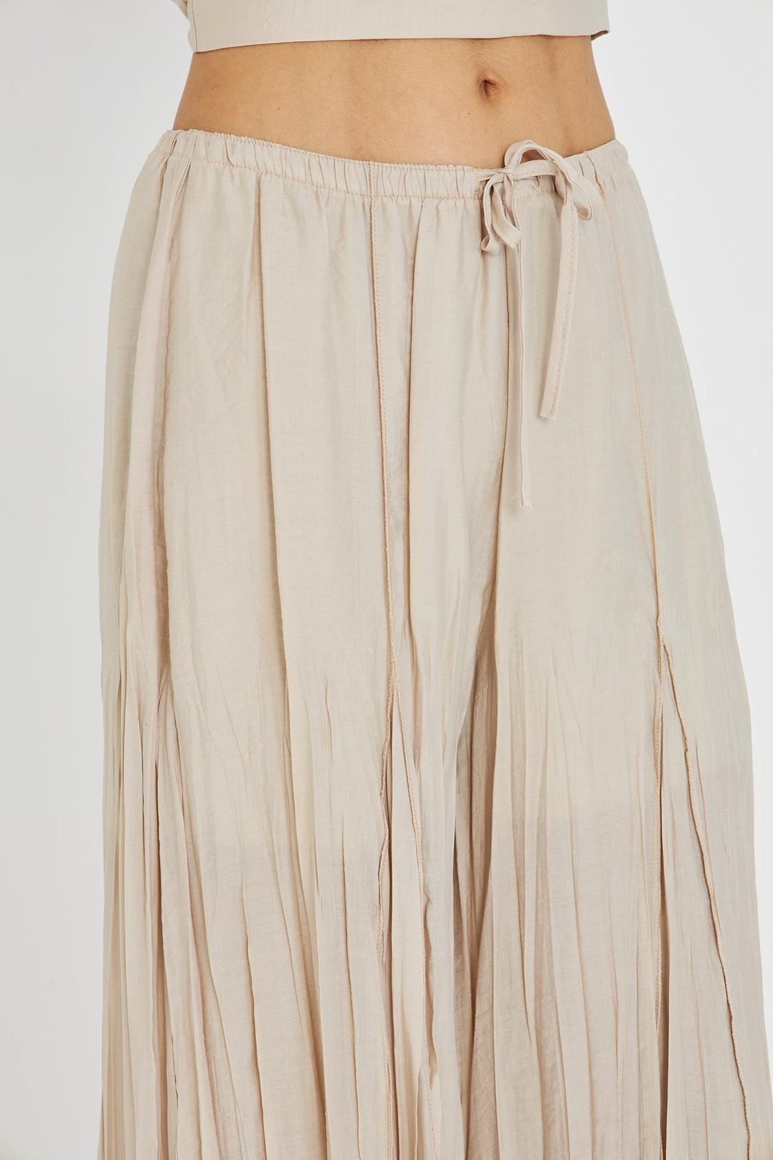 Parçalı Bağcıklı İnce Pantolon