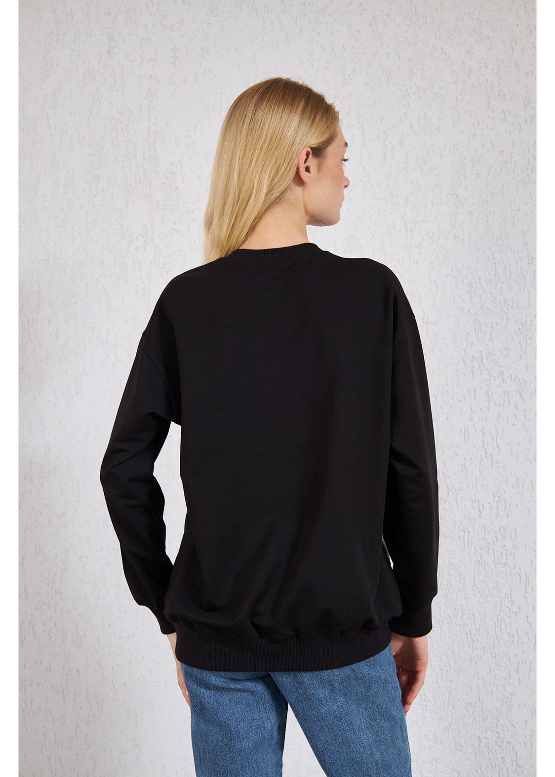 Peluş Ayıcıklı Sweat-Siyah