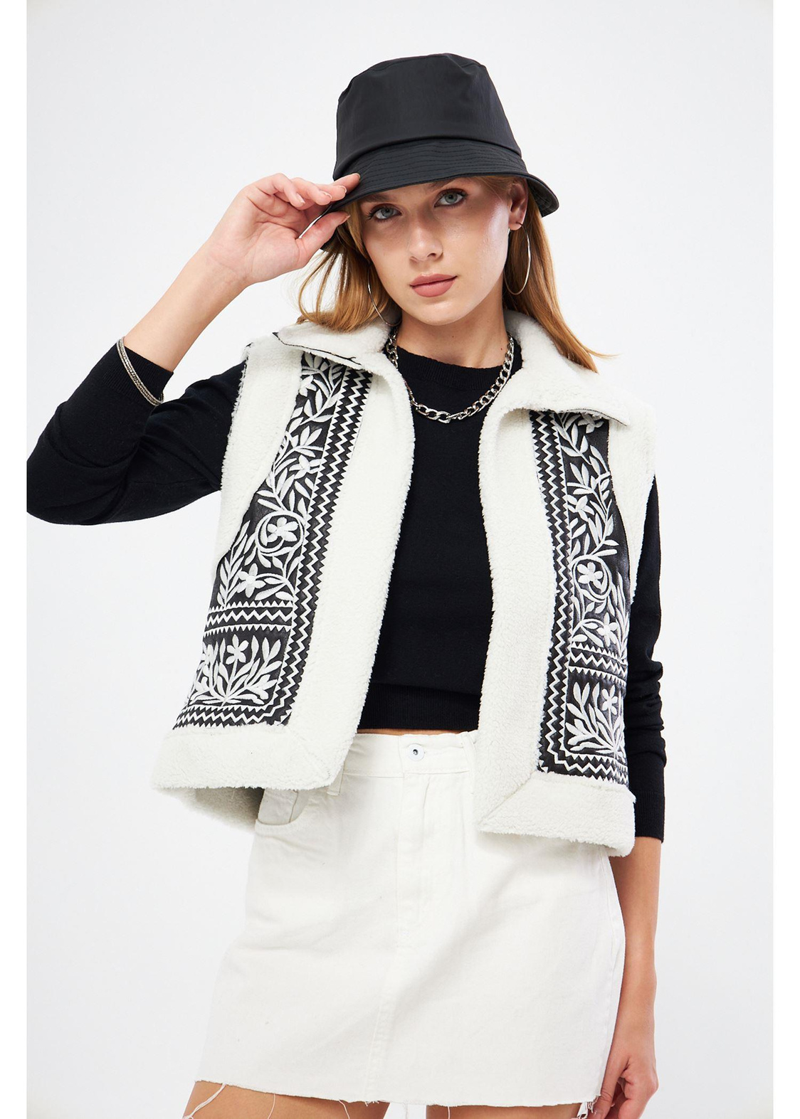 Peluş Süet Yelek - Siyah