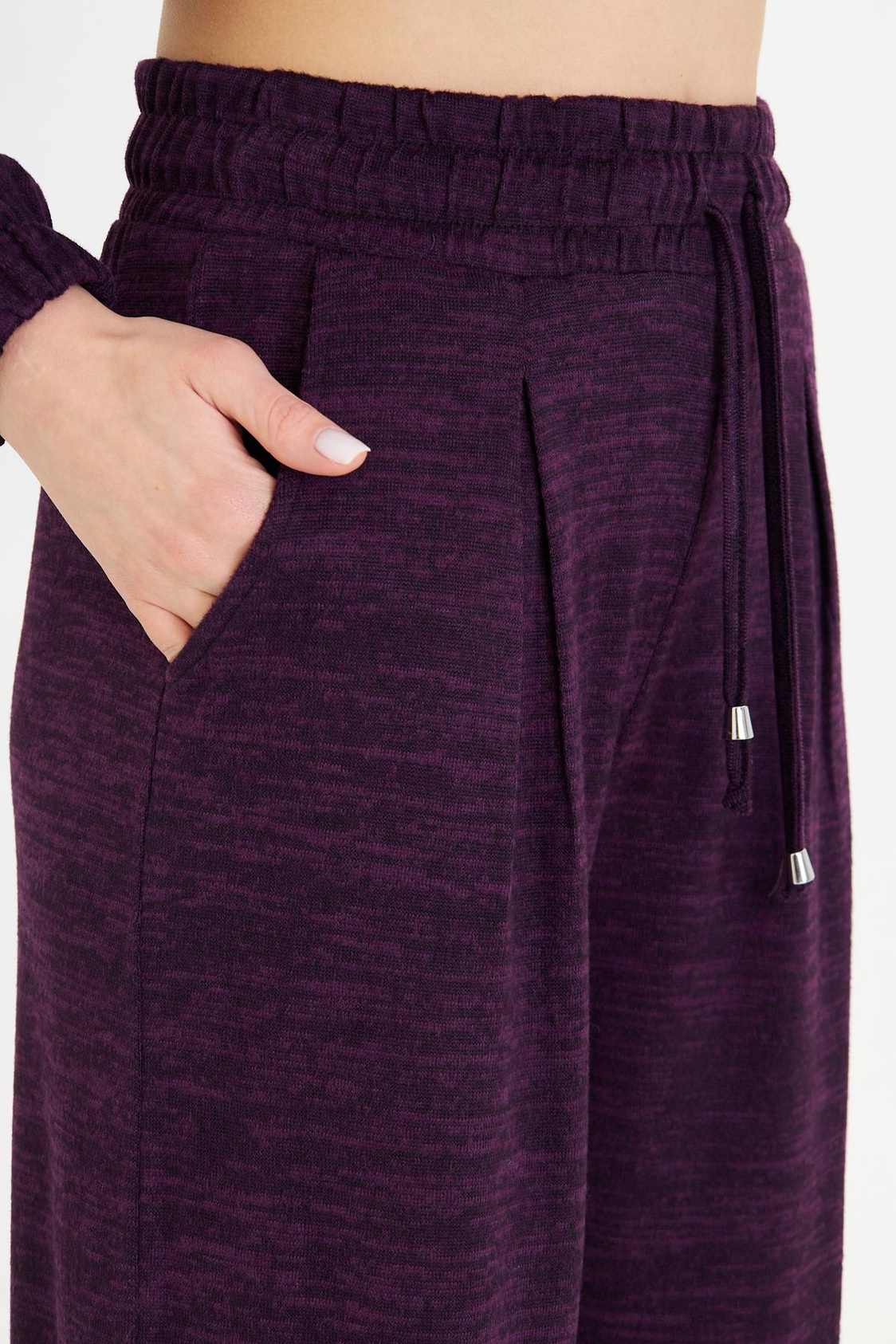 Pileli Beli Lastikli Triko Pantolon