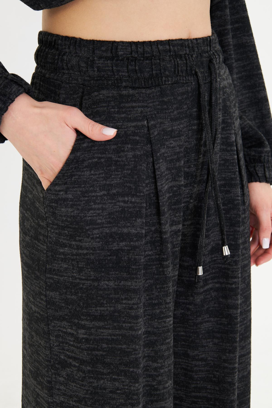 Pileli Beli Lastikli Triko Pantolon