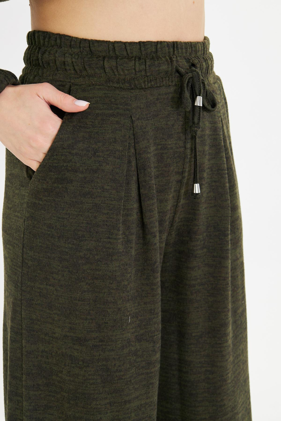 Pileli Beli Lastikli Triko Pantolon