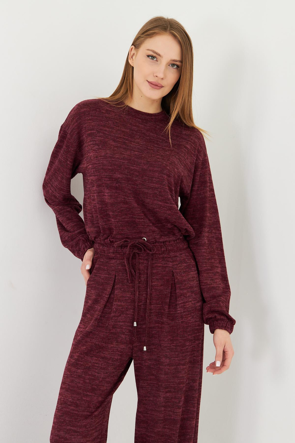 Pileli Beli Lastikli Triko Pantolon