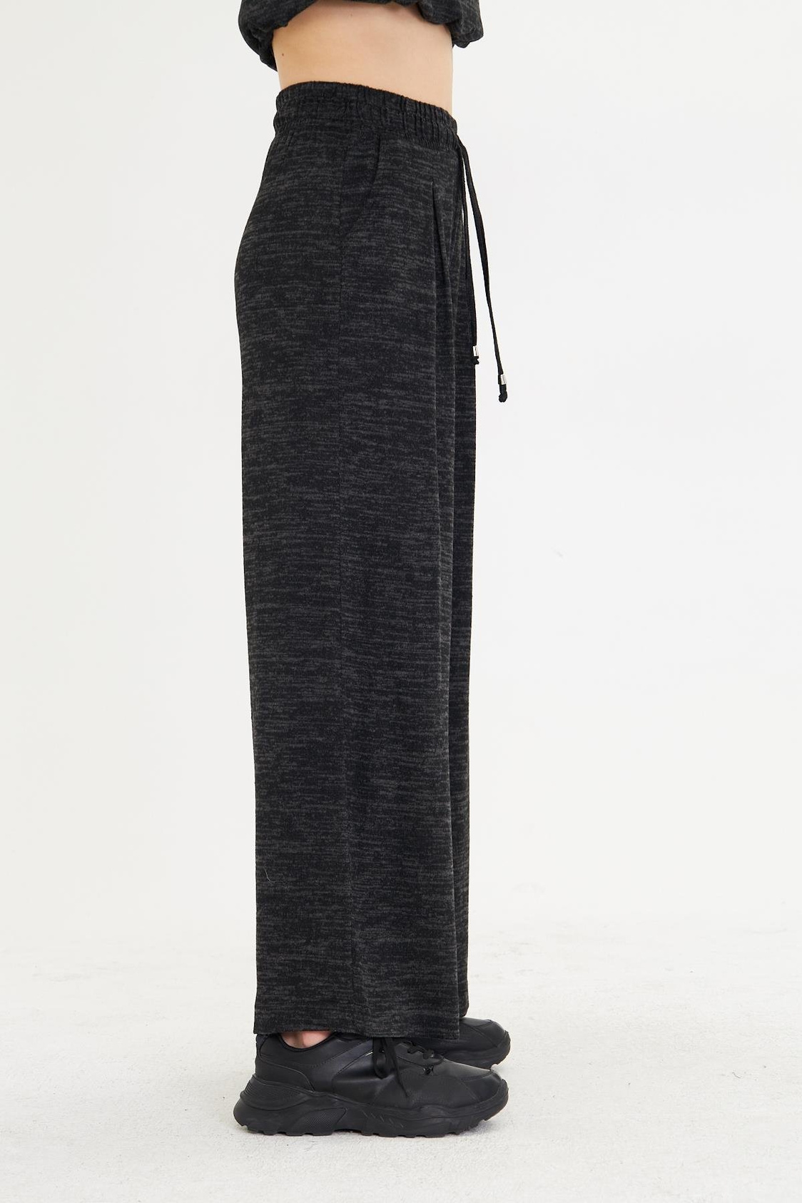 Pileli Beli Lastikli Triko Pantolon