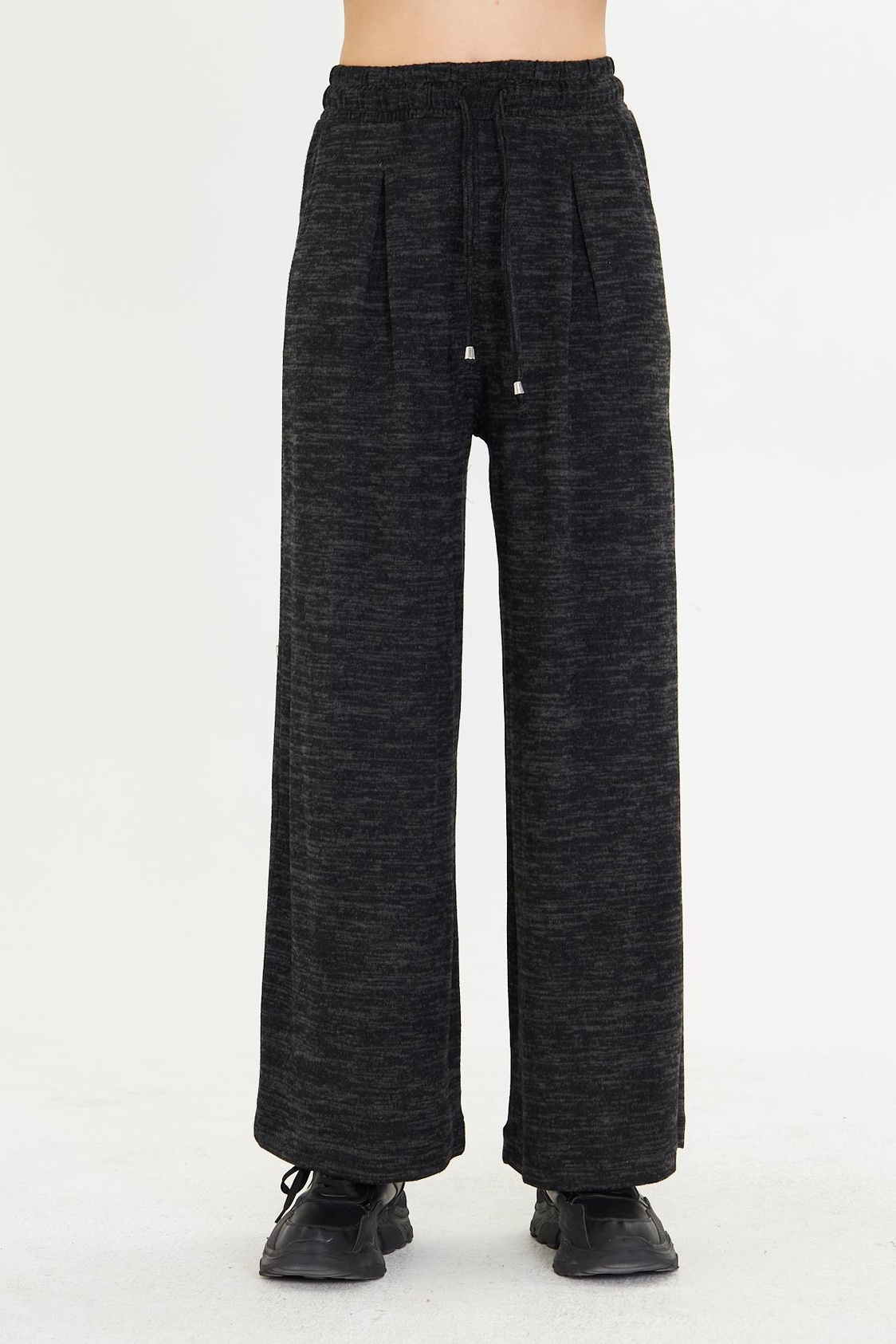 Pileli Beli Lastikli Triko Pantolon