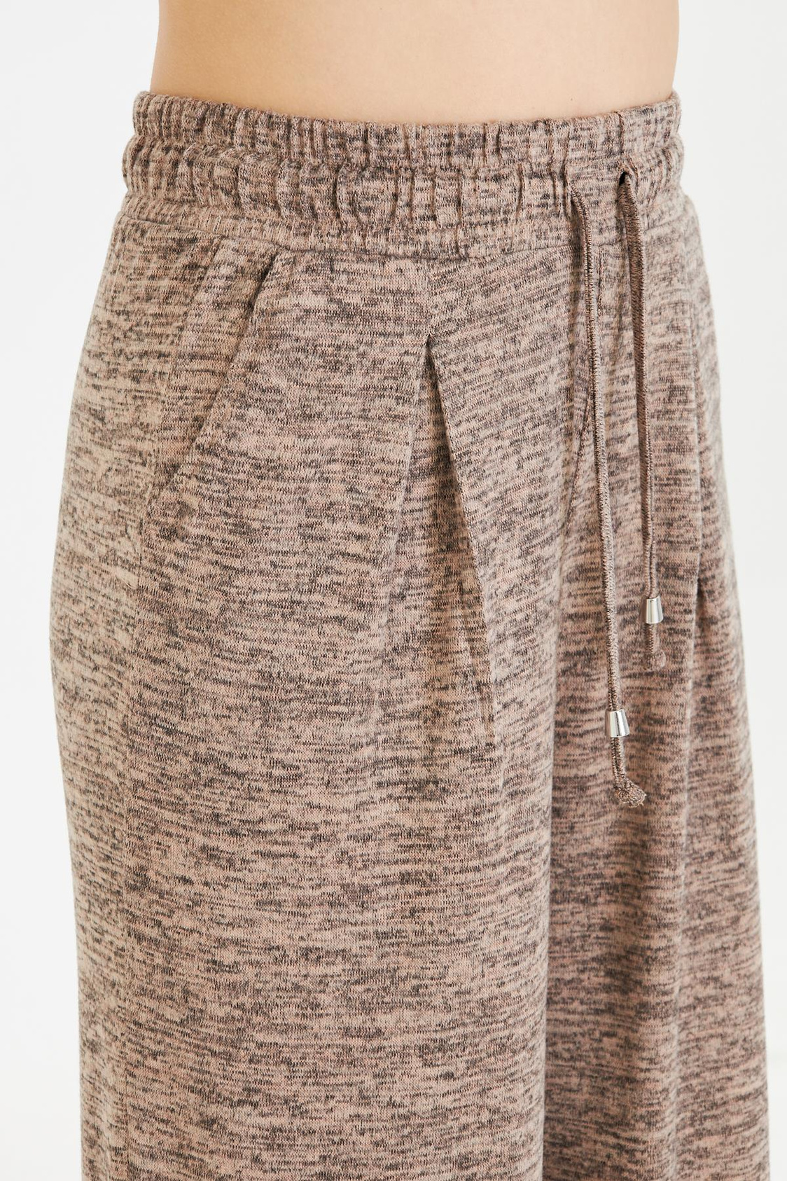 Pileli Beli Lastikli Triko Pantolon