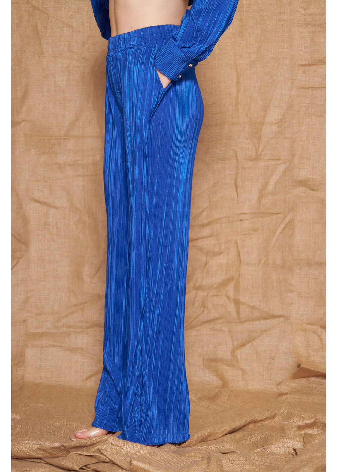 Piliseli Örme Pantolon-Saks