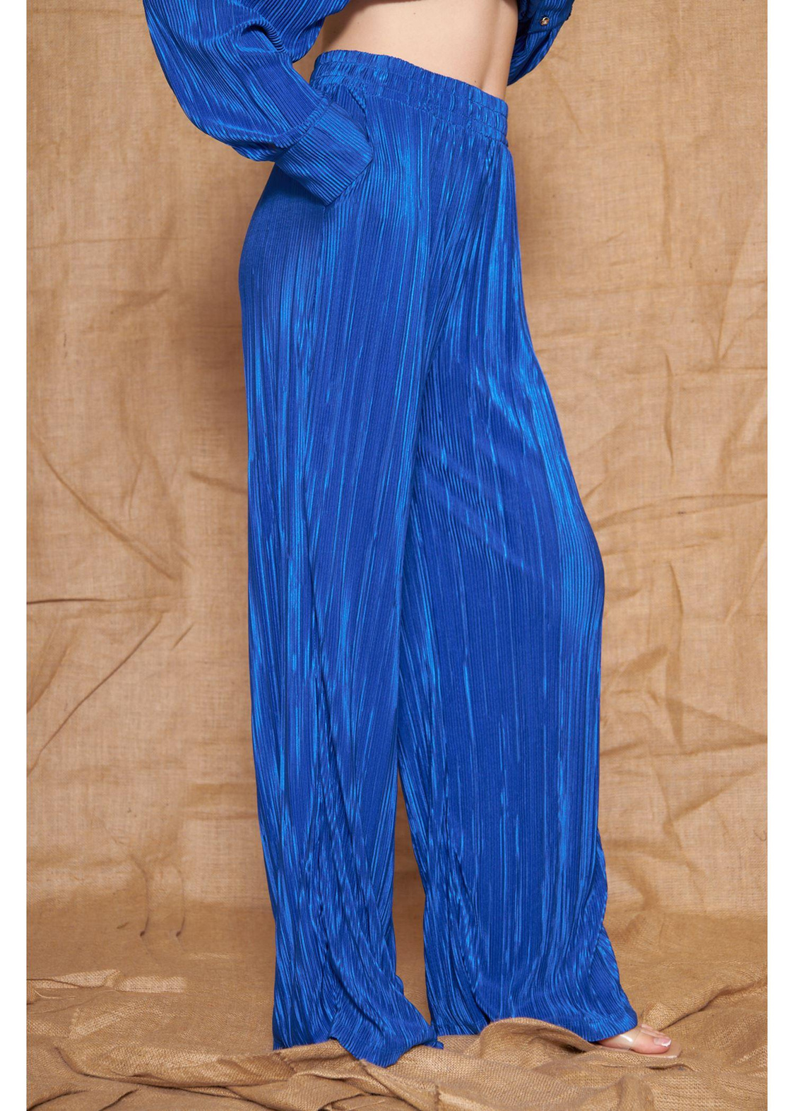 Piliseli Örme Pantolon-Saks