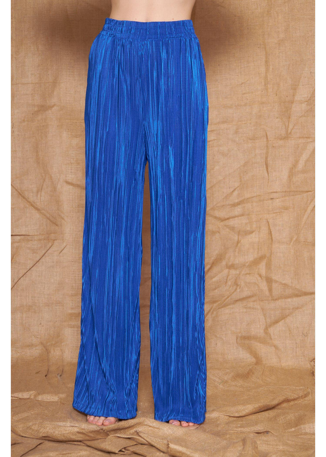 Piliseli Örme Pantolon-Saks