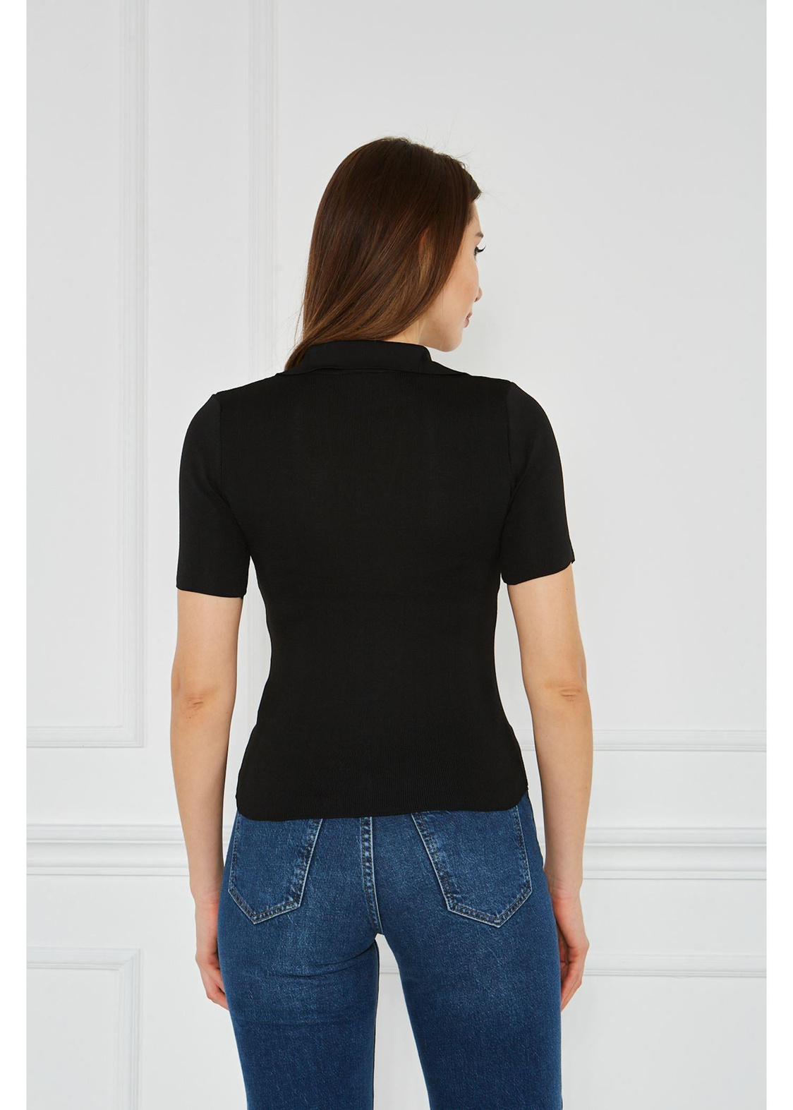 Polo Yaka Triko Tshirt-Siyah