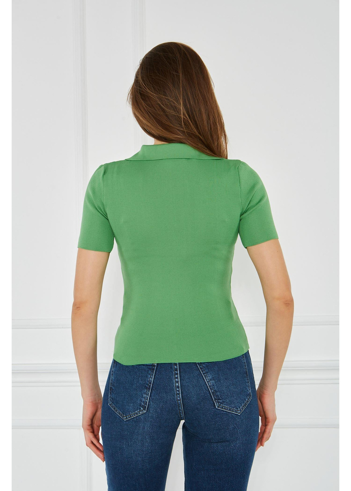 Polo Yaka Triko Tshirt-Yeşil