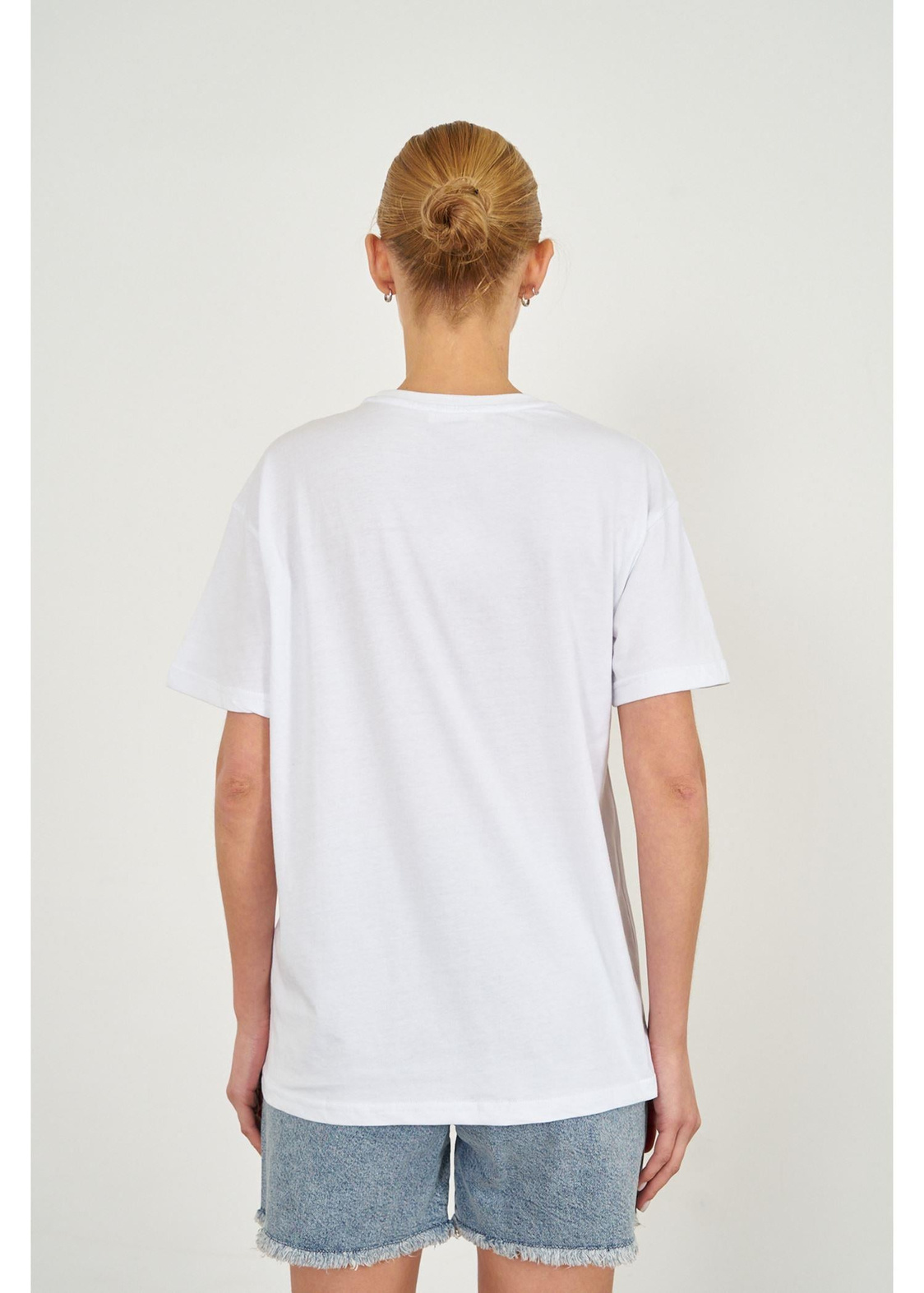 Sahil Baskılı Süprem T-shirt-Ekru