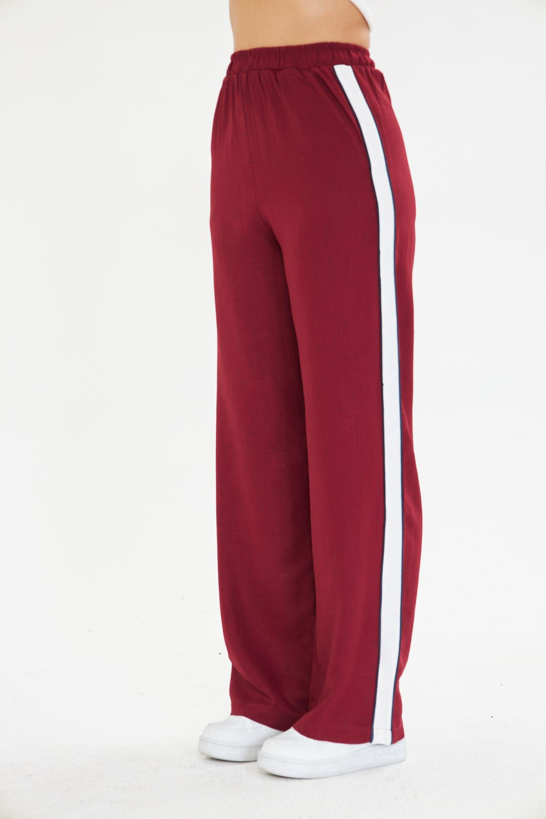 Şeritli Bol Paça Pantolon