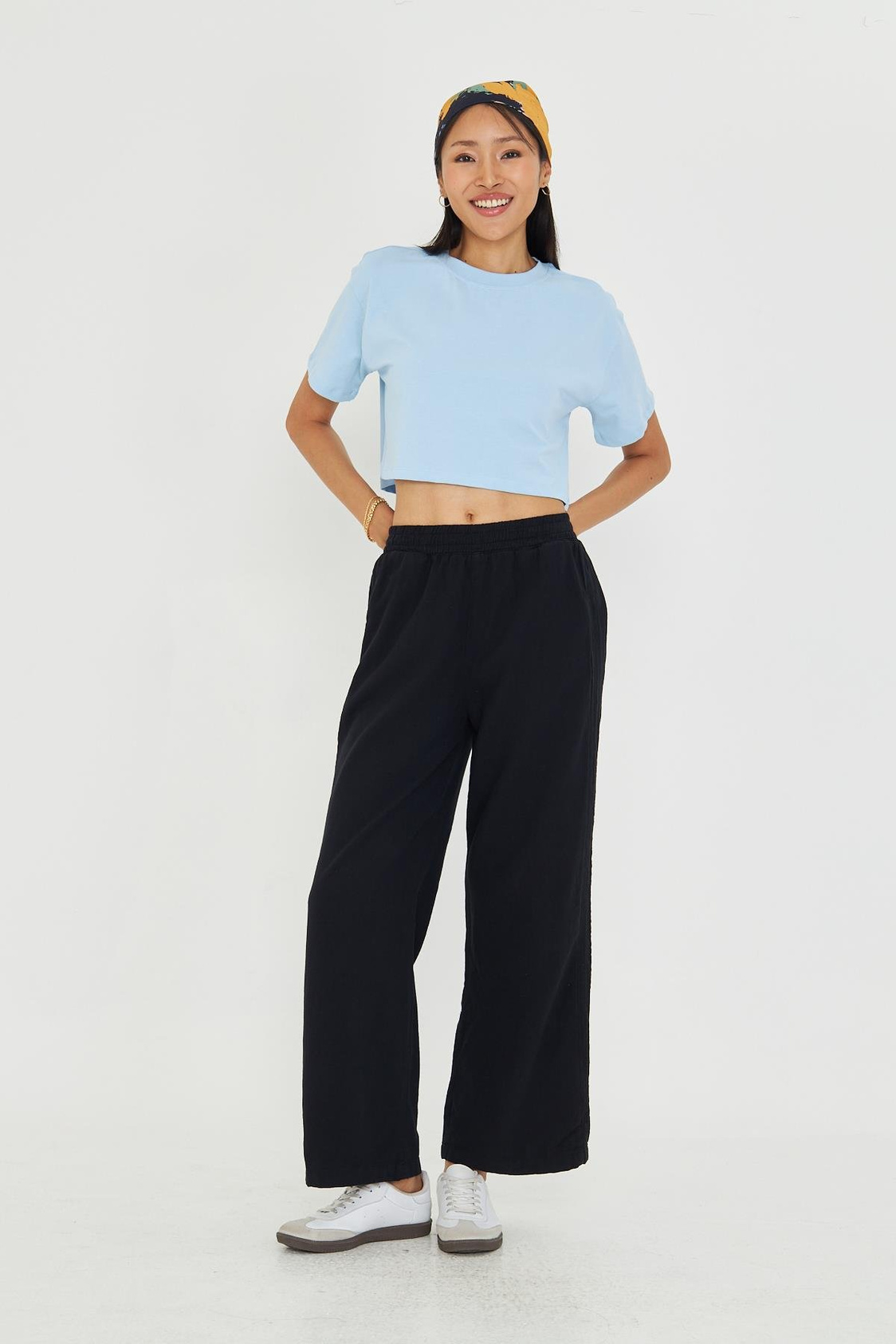 Şeritli Bol Paça Pantolon