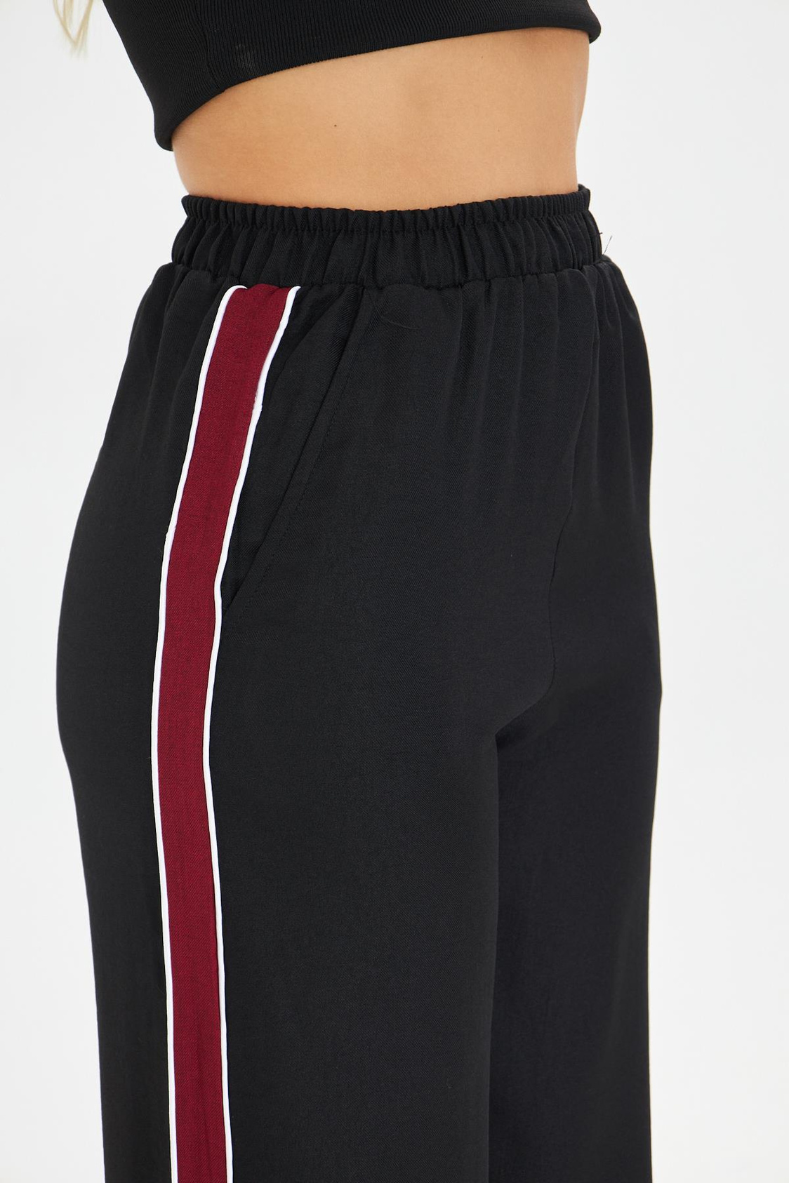 Şeritli Bol Paça Pantolon