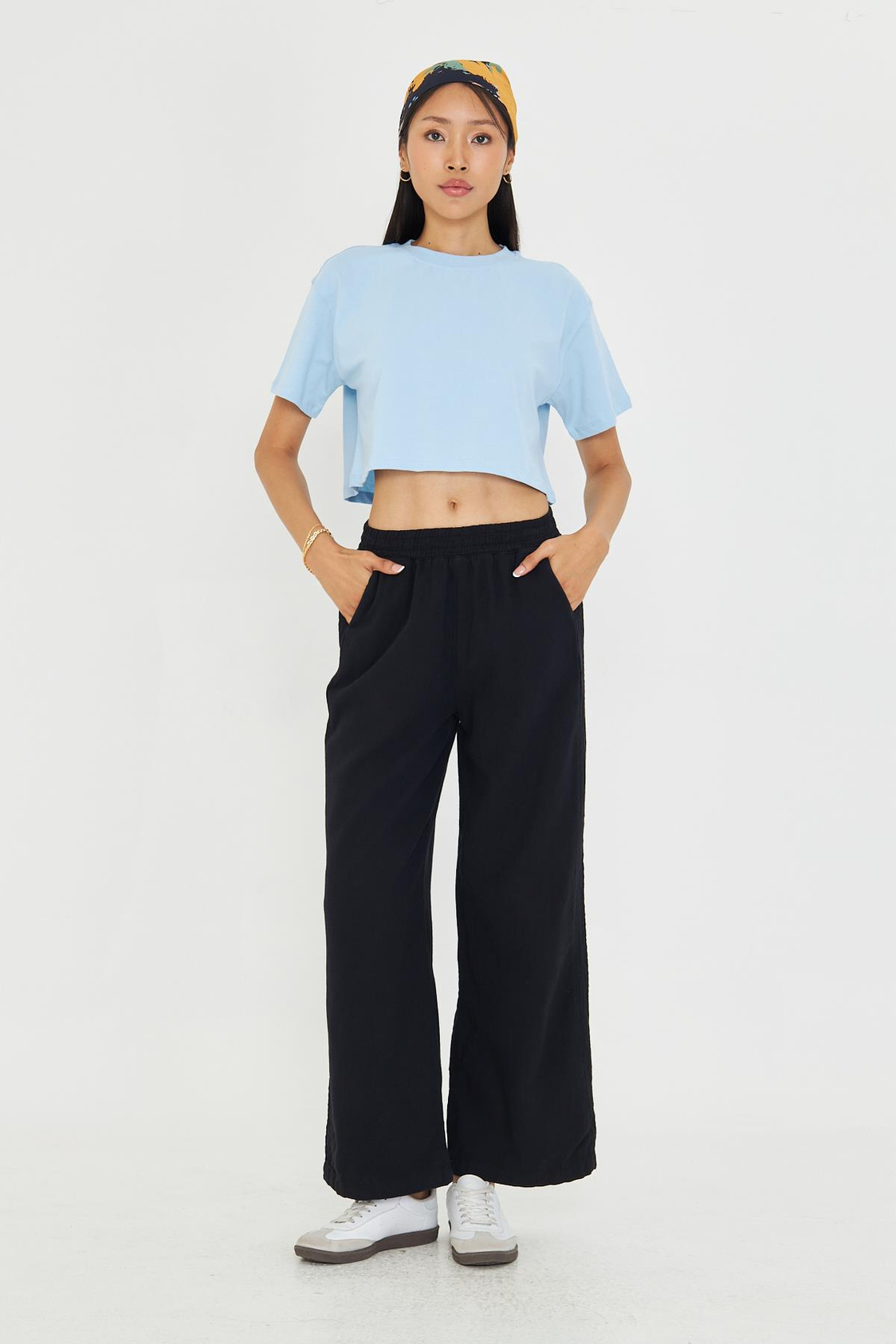 Şeritli Bol Paça Pantolon