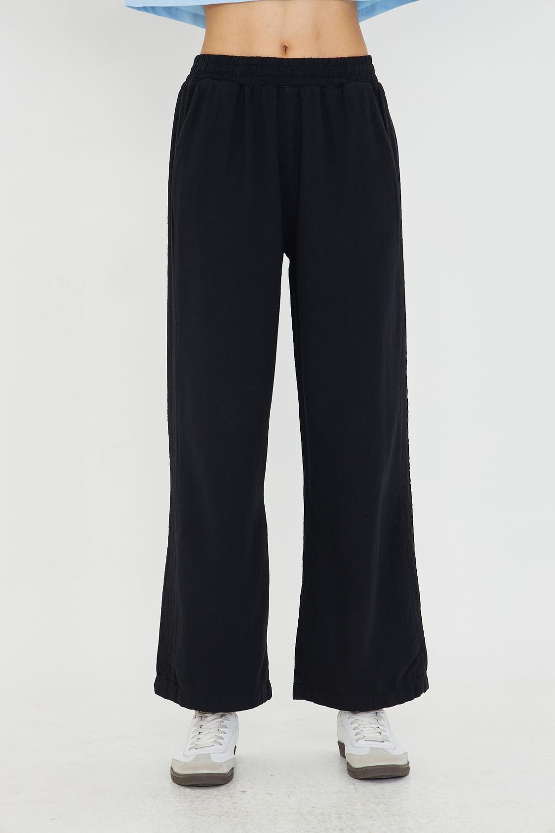 Şeritli Bol Paça Pantolon