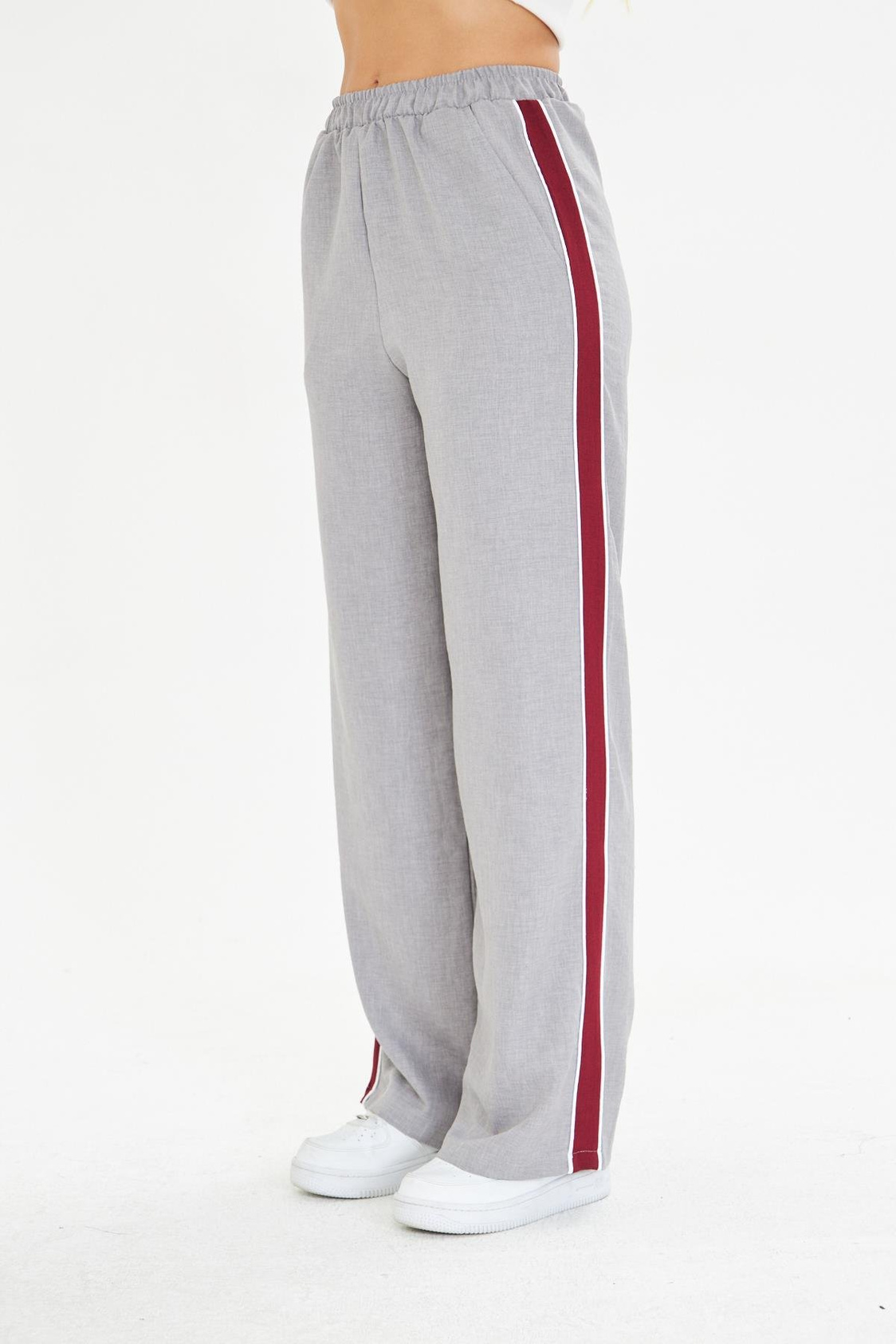 Şeritli Bol Paça Pantolon