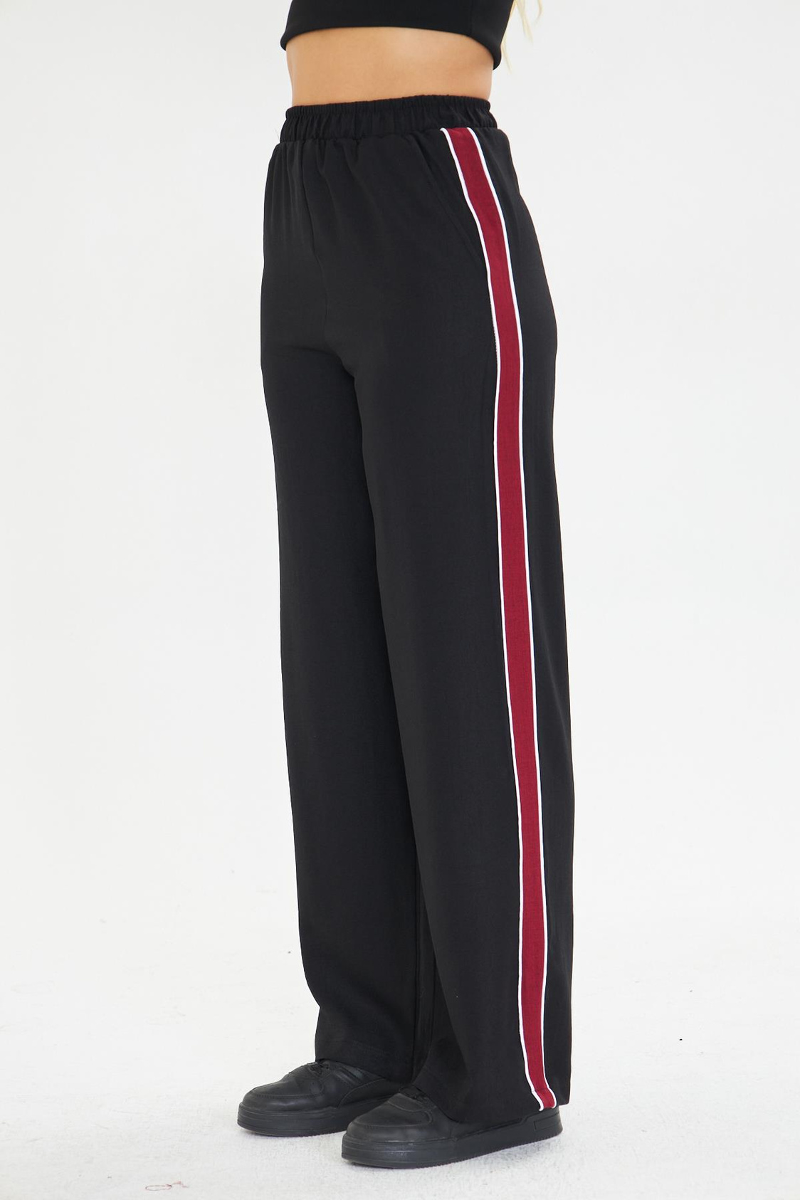 Şeritli Bol Paça Pantolon