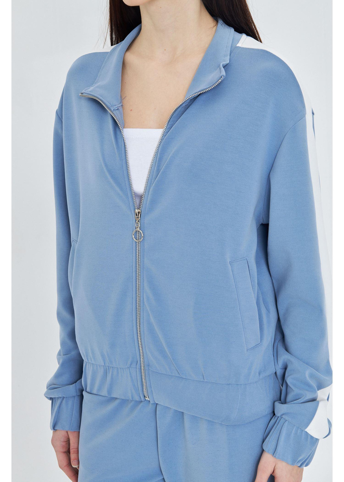 Şeritli Fermuarlı Scuba Dalgıç Sweatshirt