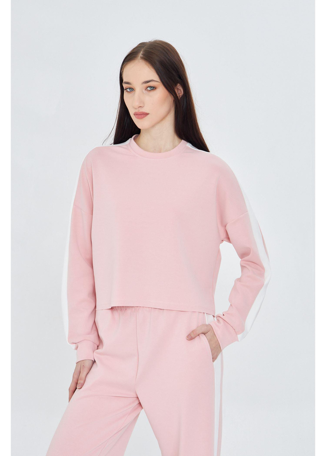 Şeritli Scuba Dalgıç Crop Sweatshirt