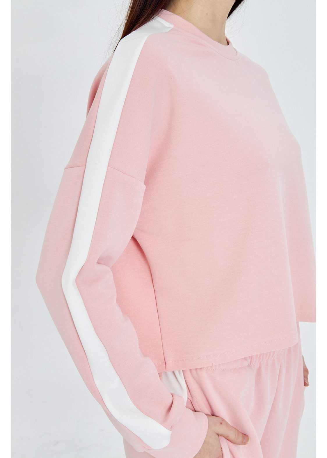 Şeritli Scuba Dalgıç Crop Sweatshirt