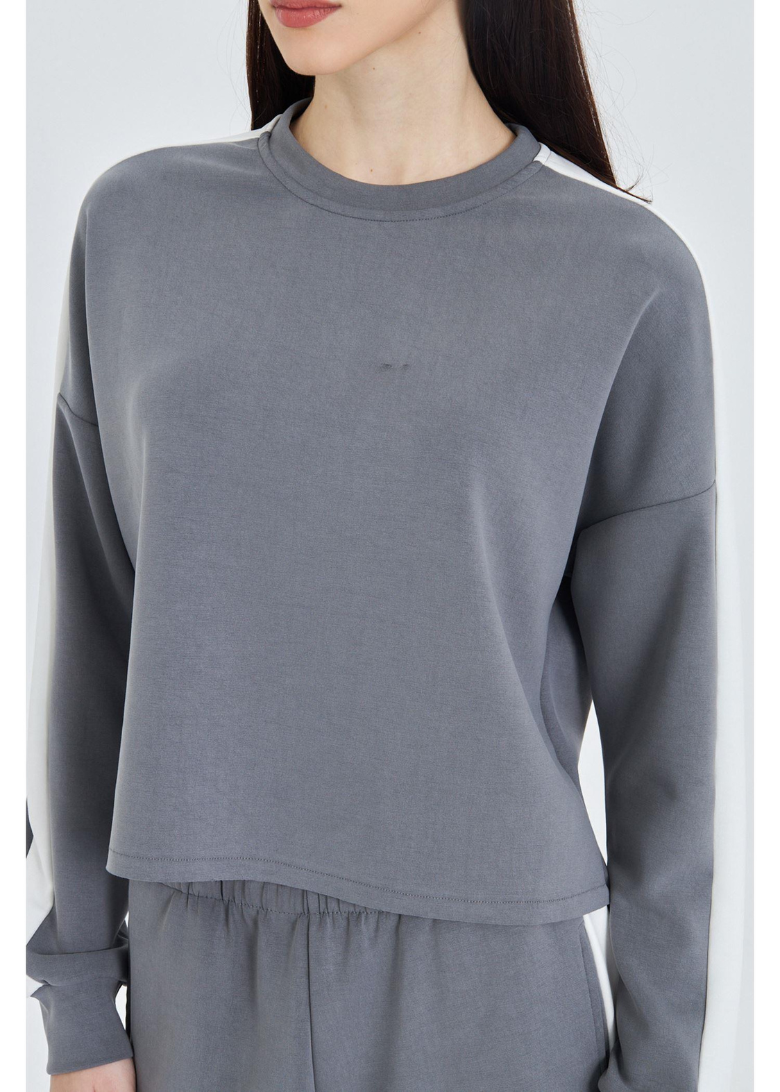 Şeritli Scuba Dalgıç Crop Sweatshirt