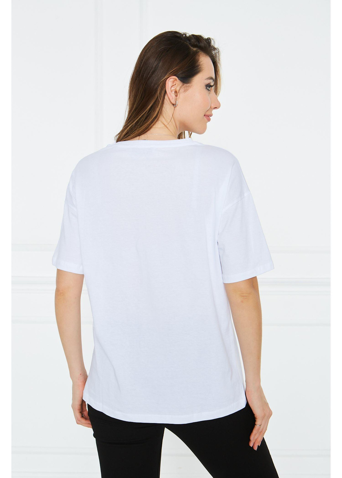 Taş Detaylı Süprem T-Shirt-Beyaz