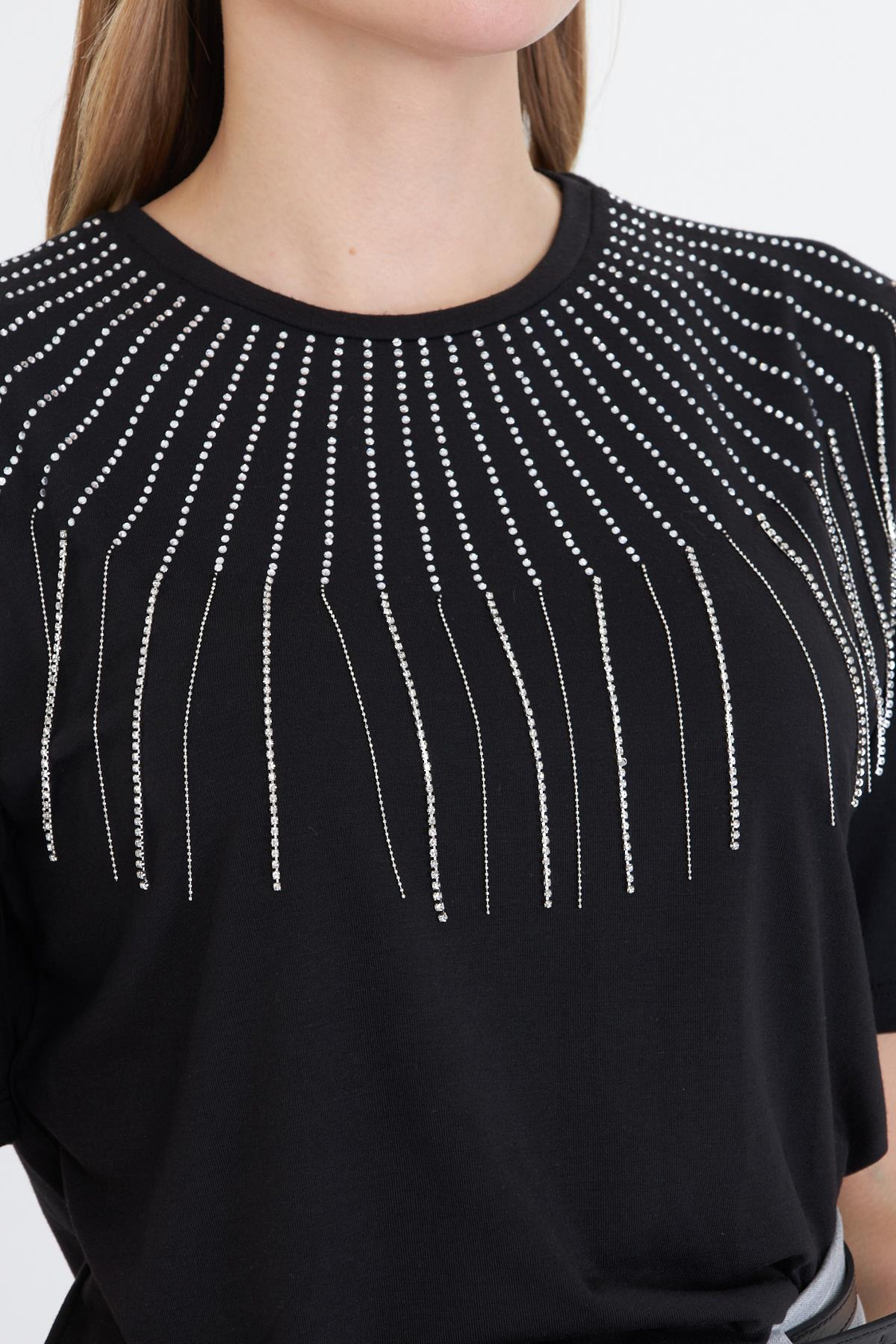 Taş İşlemeli T-shirt - Siyah