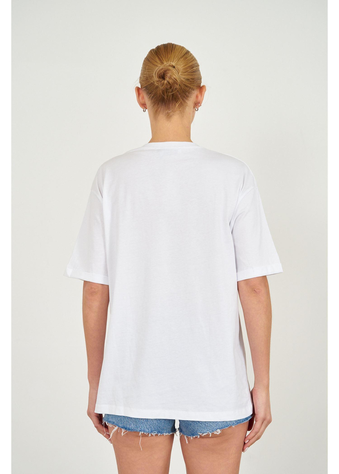 Taşlı Göz Baskılı T-shirt-Ekru