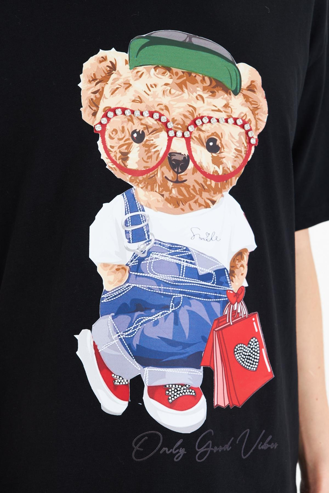 Tedy Baskılı Taşlı T-shirt