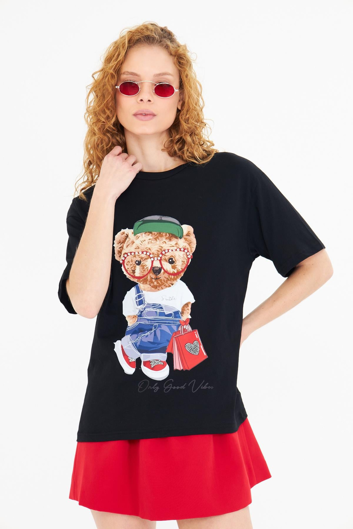 Tedy Baskılı Taşlı T-shirt