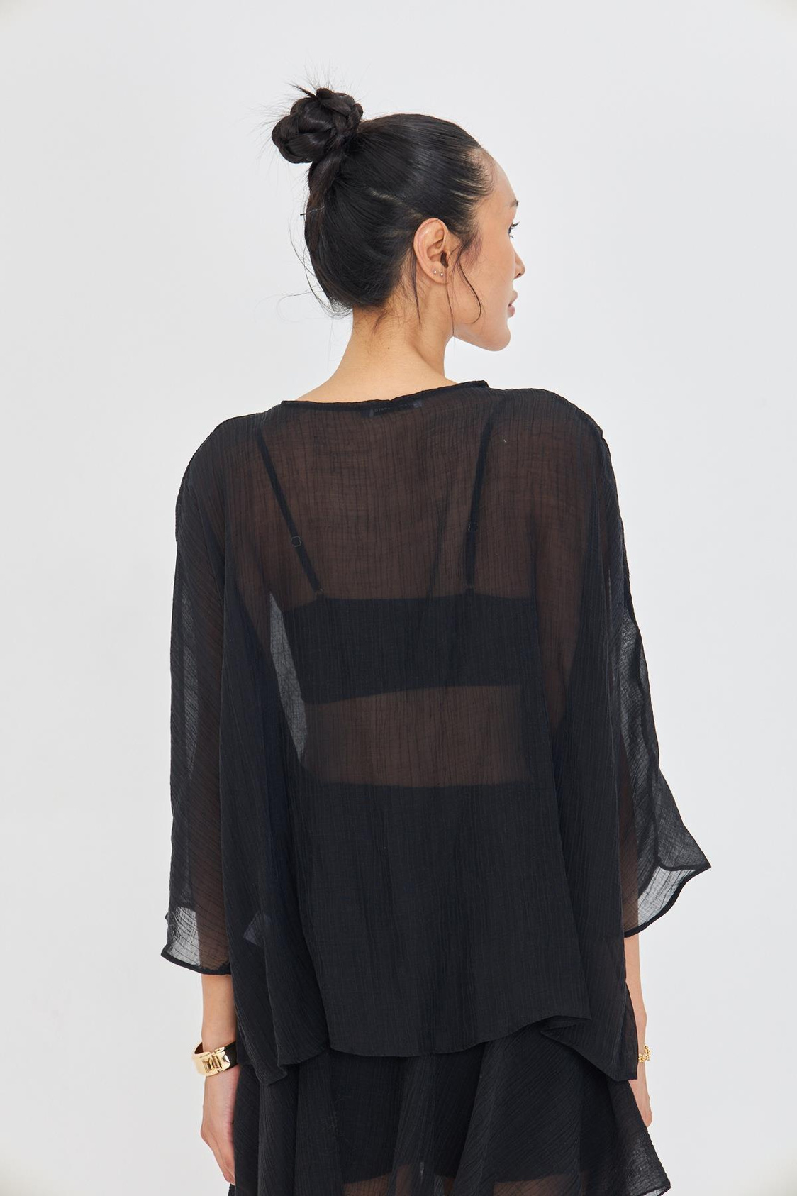 Tek Düğmeli Kırışık Kimono